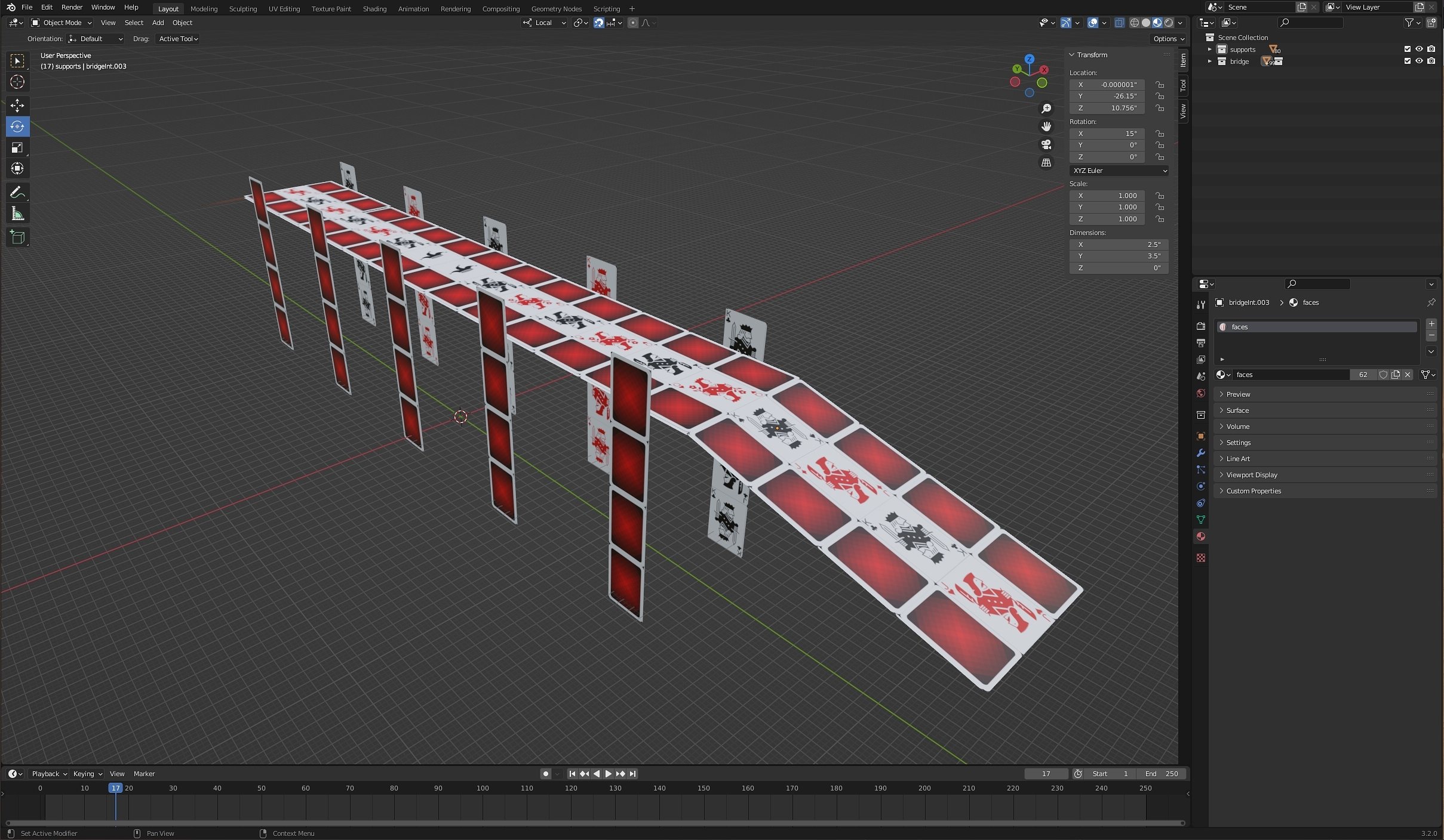 A 3D display of the bridge model in the game.